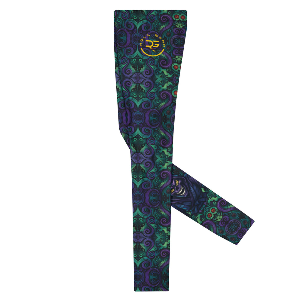 Fun monster-print MMA leggings for men – Mat Mysteries edition