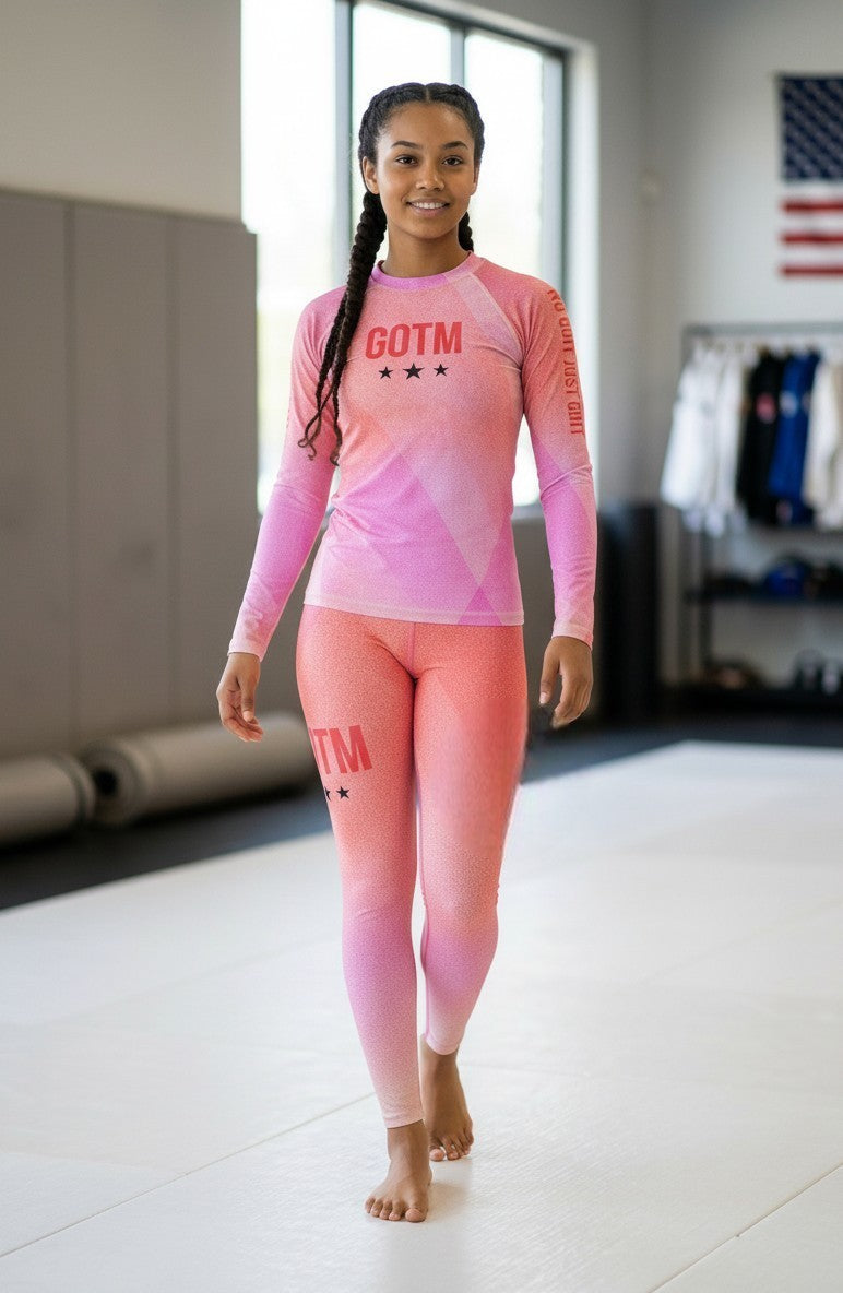 Women’s Girls on the Mat BJJ Leggings – Pink Prism Gradient