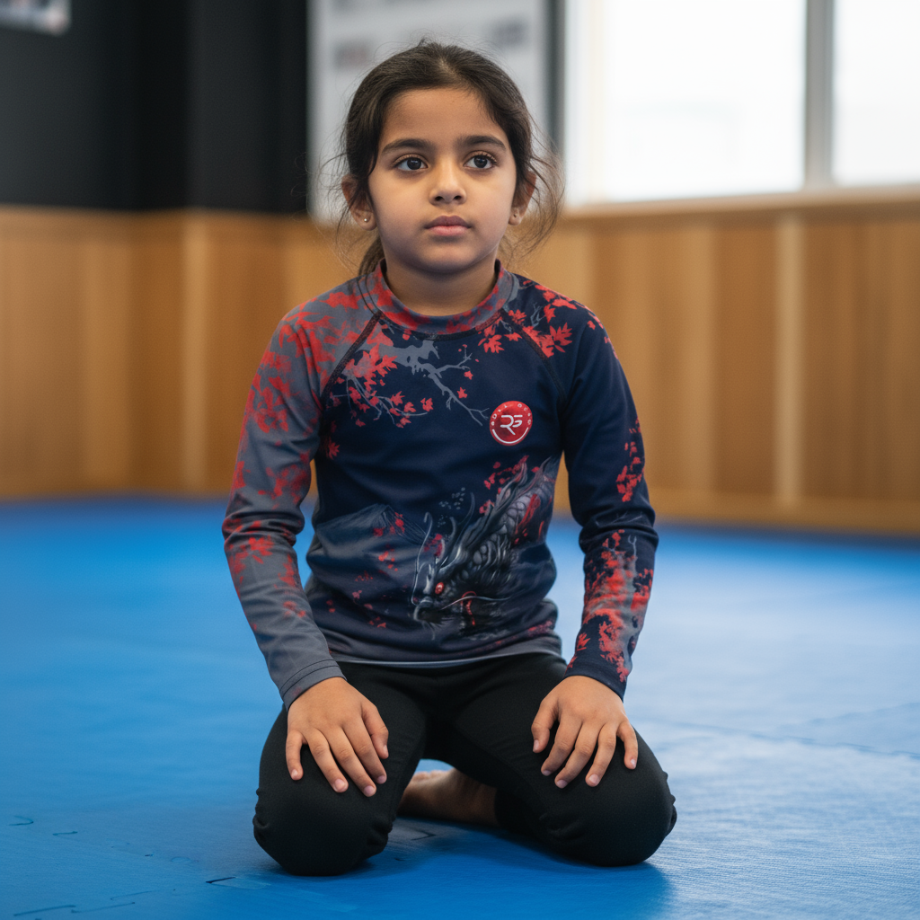 Warrior’s Spirit Rash Guard – Dark Edition (Kids Long Sleeve)