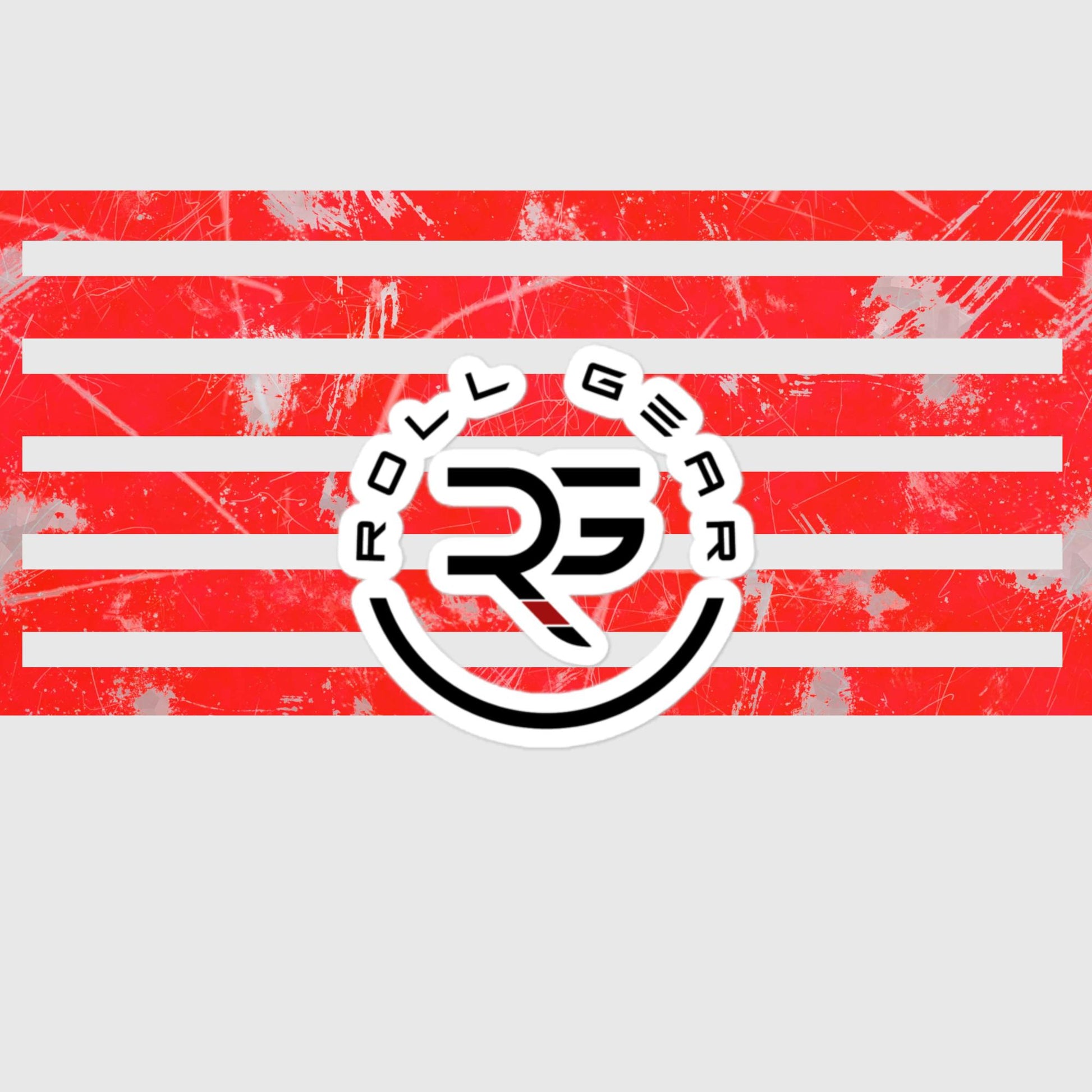 Roll Gear logo vinyl sticker on high-opacity, durable adhesive material, designed for bubble-free application on smooth surfaces.