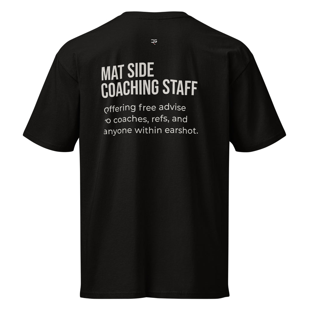 Black t-shirt with text on the back on a white background