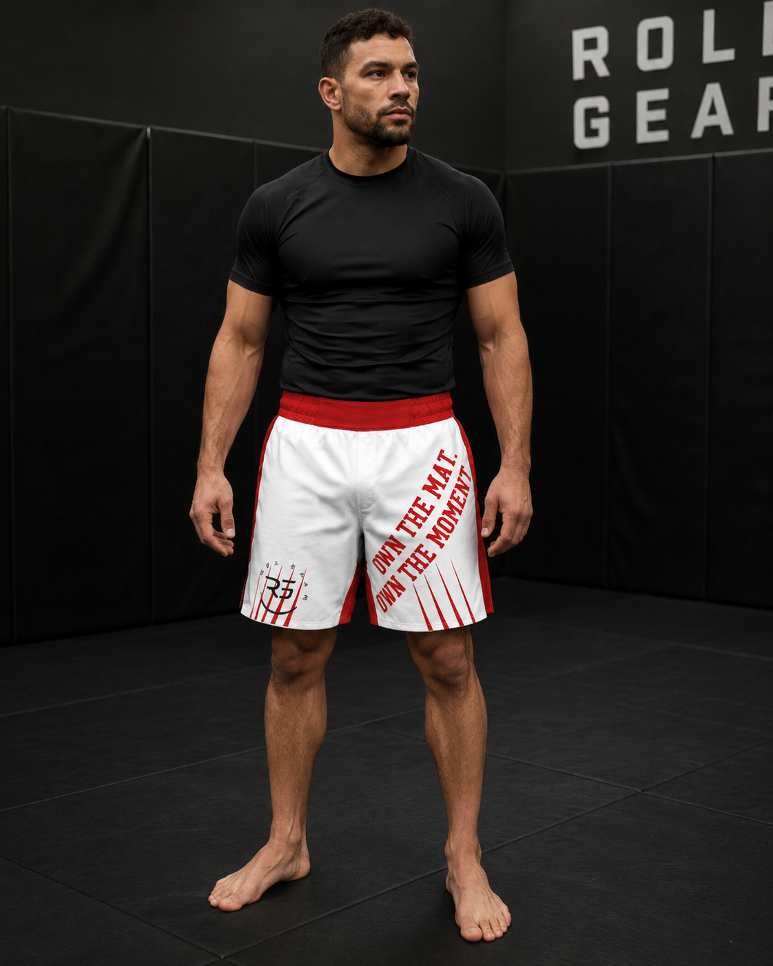 Own the Mat BJJ Fight Shorts – Red & White | Roll Gear