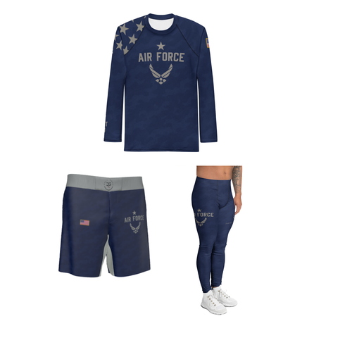 Air Force Elite: Men's Rash Guard + Shorts Kit + Compression Spat