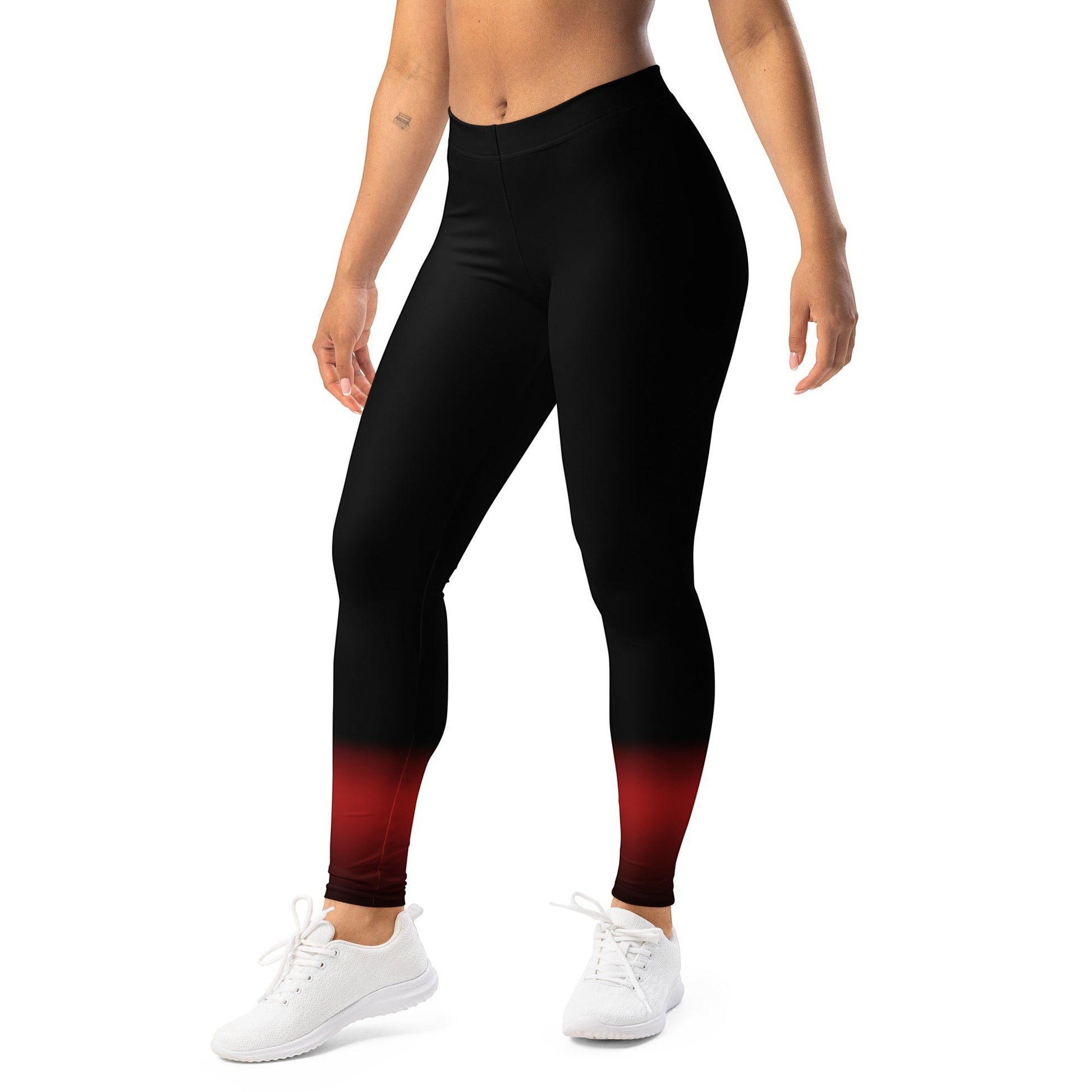 Roll Gear women's black and red fade training spats. Moisture-wicking, 4-way stretch compression fit.