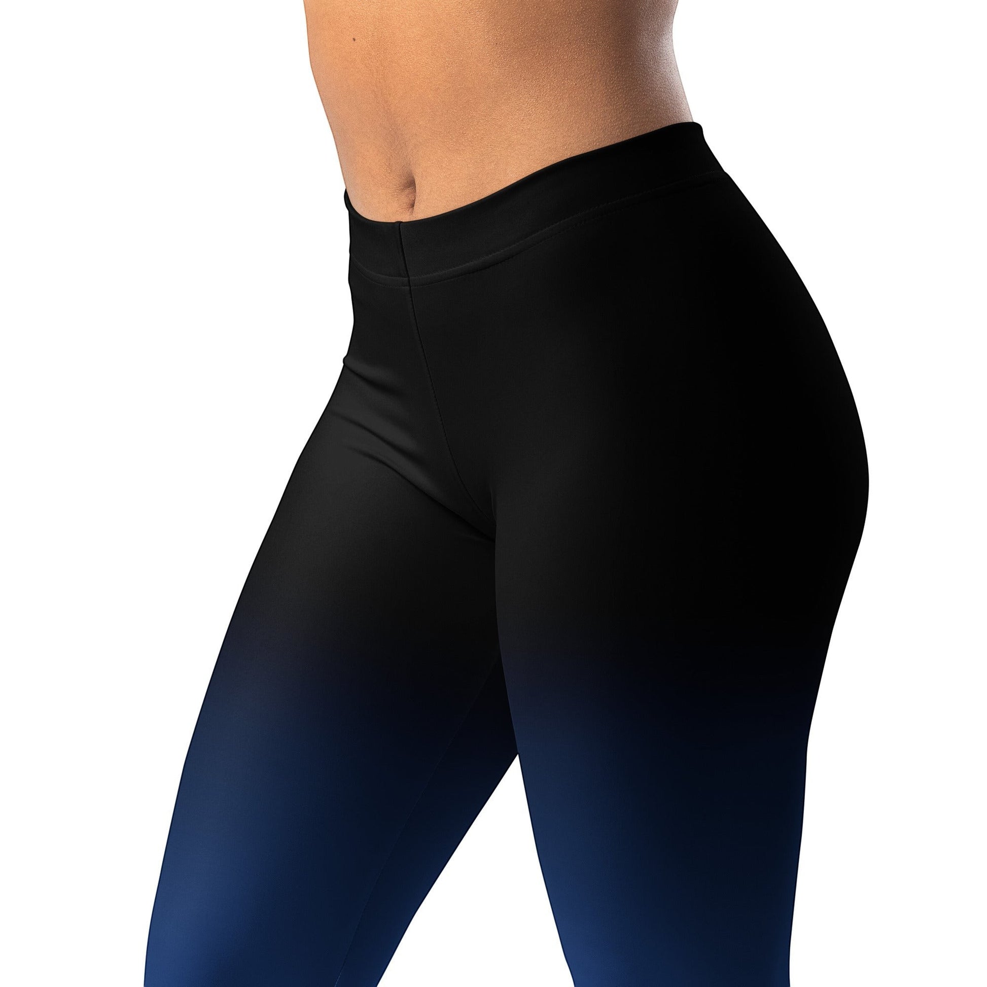Roll Gear women's black and blue gradient compression training spats, ideal for MMA, grappling, and conditioning.