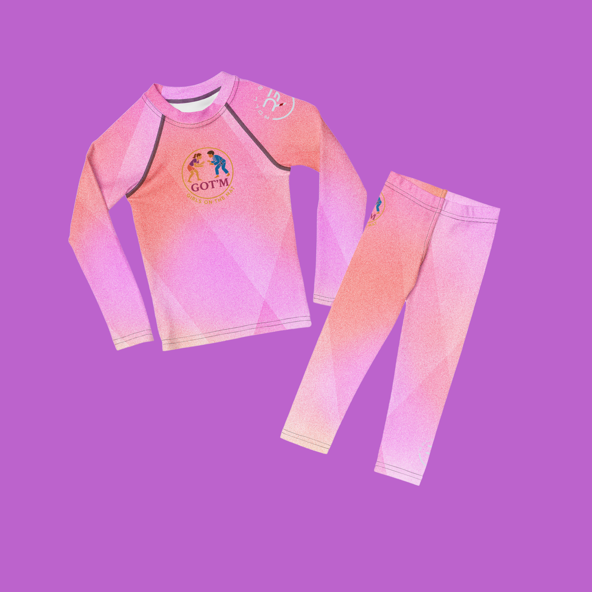 Girls on the Mat BJJ Set – Pink Diamond Fire Rash Guard & Spats