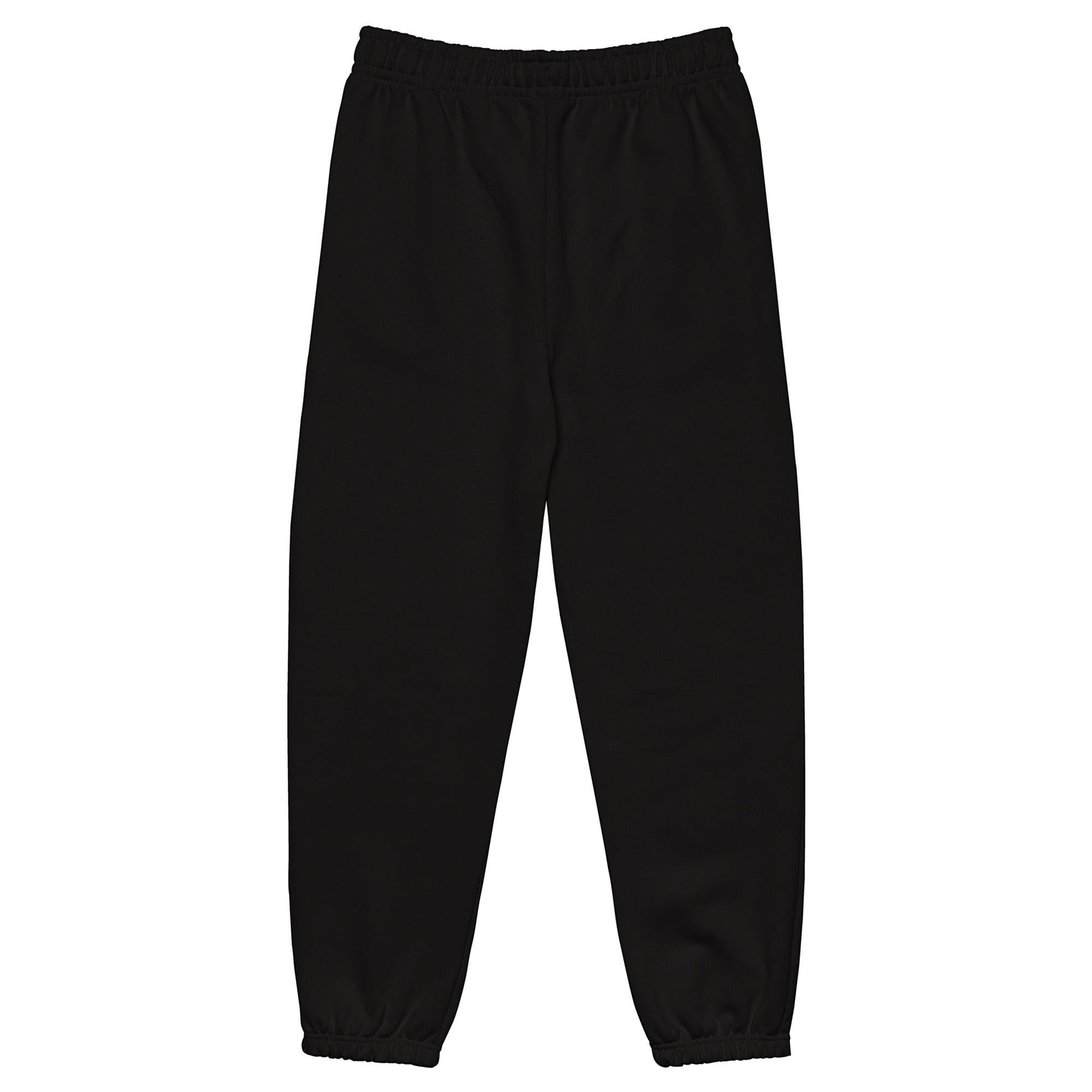 Roll Gear	rade Heavyweight black cotton-poly fleece sweatpants with elastic waistband and cuffs.