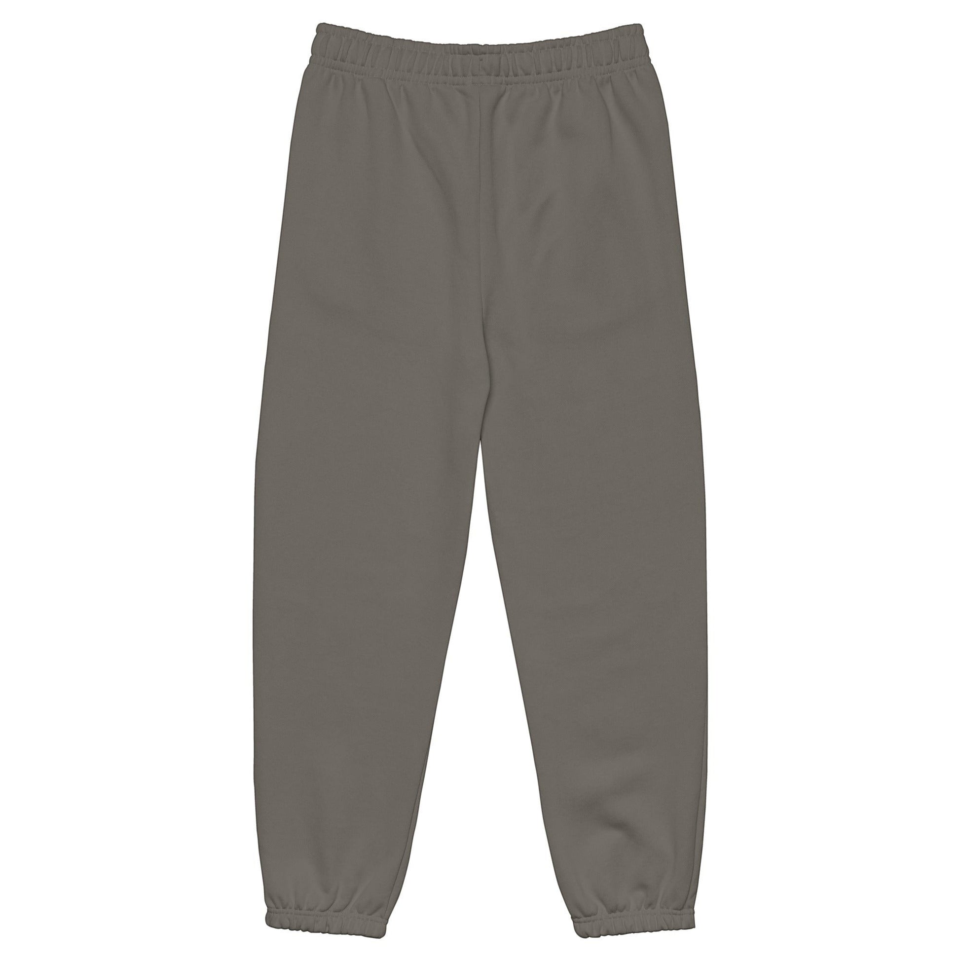 Roll Gear™ heavyweight sweatpants in charcoal grey, made from a cotton-poly fleece blend with elastic cuffs and drawstring waist.