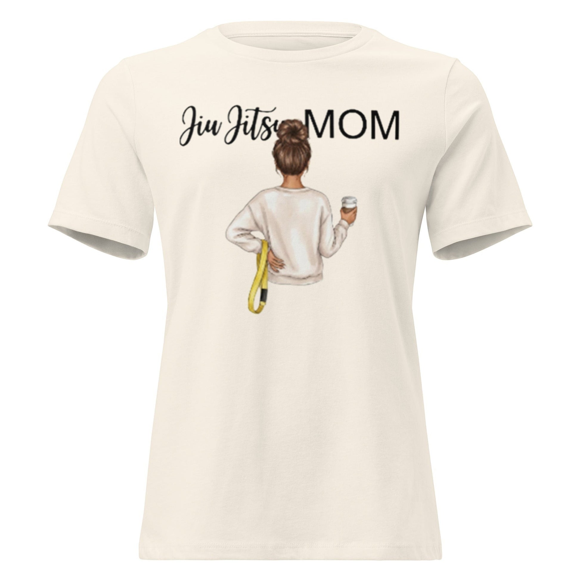 Roll Gear Jiu Jitsu Mom graphic tee in cream, 100% cotton, relaxed fit, crew neck.