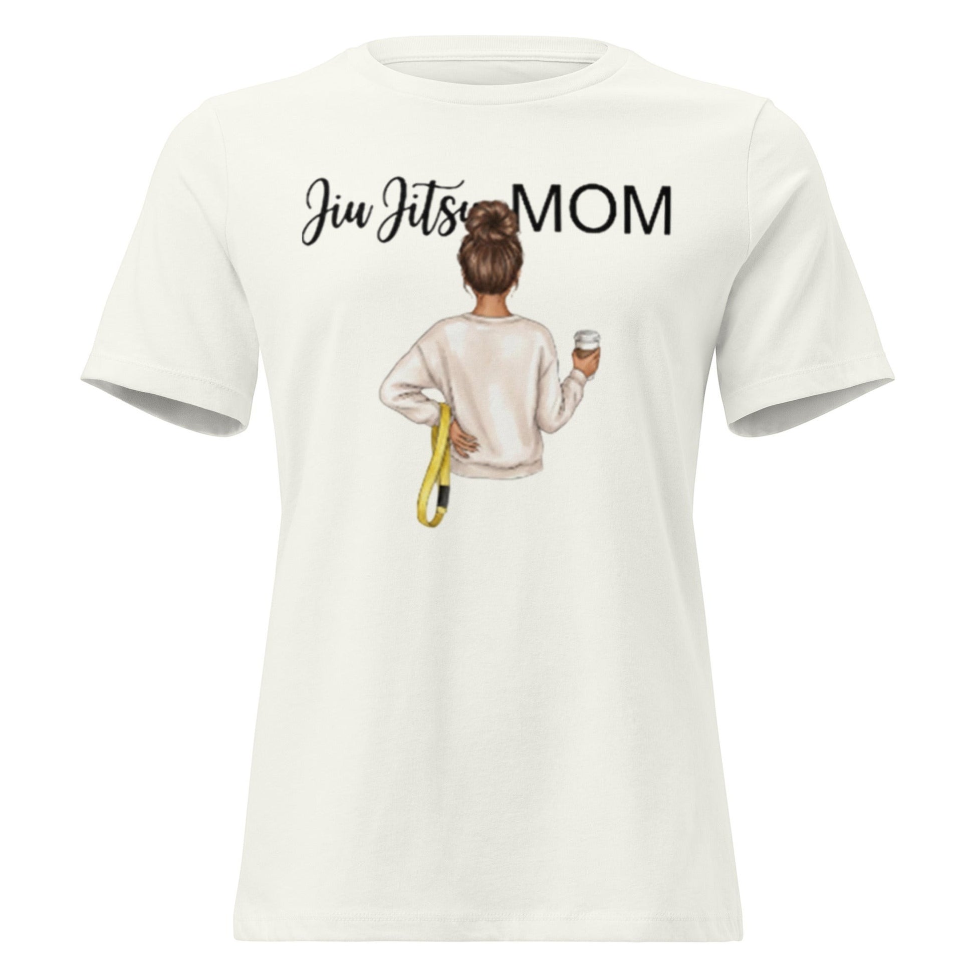 Roll Gear Jiu Jitsu Mom graphic tee in cream, 100% cotton, relaxed fit, crew neck.