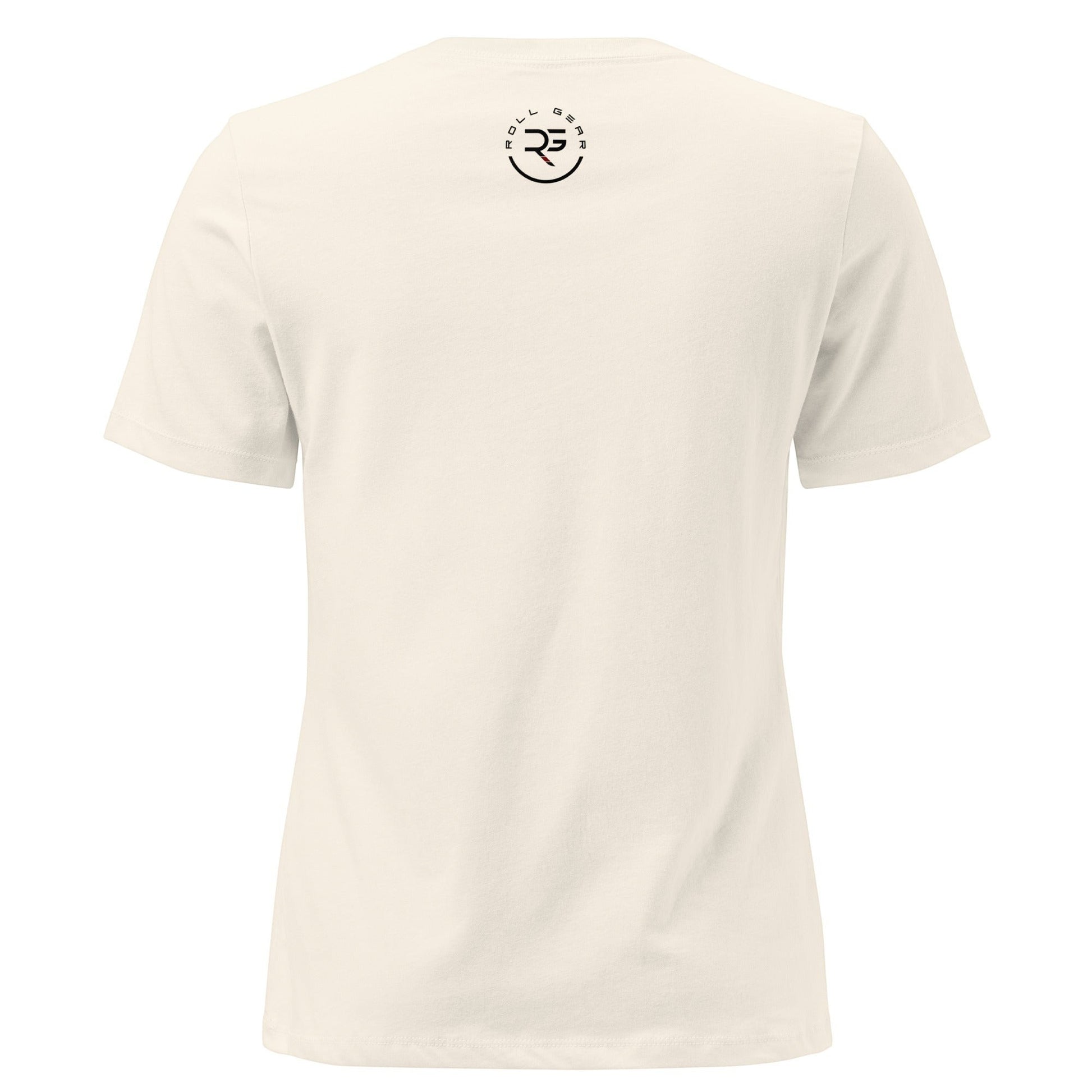 Roll Gear cream 100% cotton relaxed fit crew neck Jiu Jitsu Mom tee with graphic on back.
