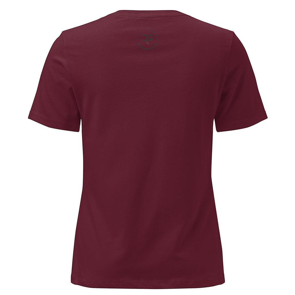 Roll Gear Jiu Jitsu Mom Tee, relaxed fit, crew neck, 100% cotton, maroon color.