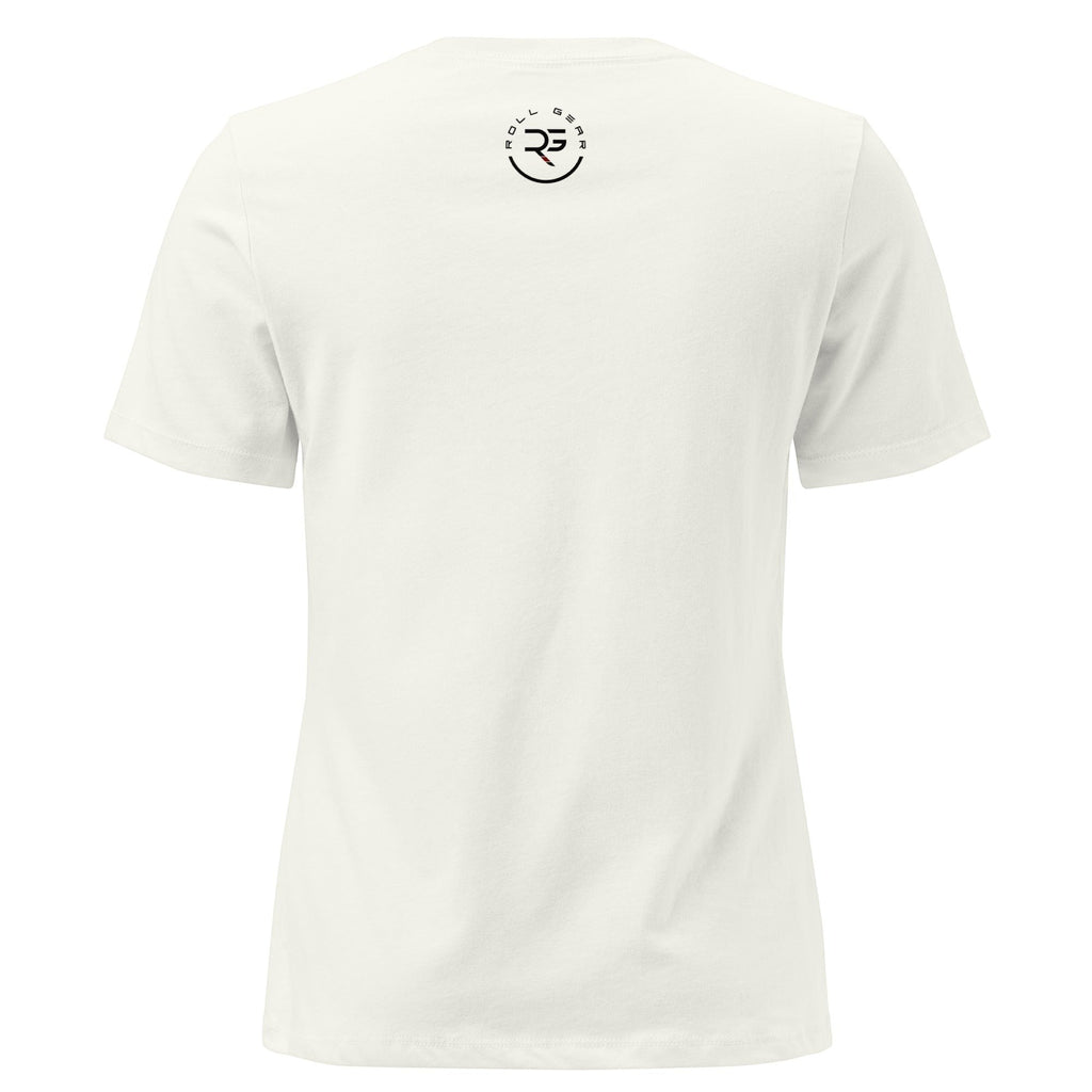 Roll Gear Jiu Jitsu Mom Tee, women's relaxed fit, 100% cotton, crew neck, off-white color.