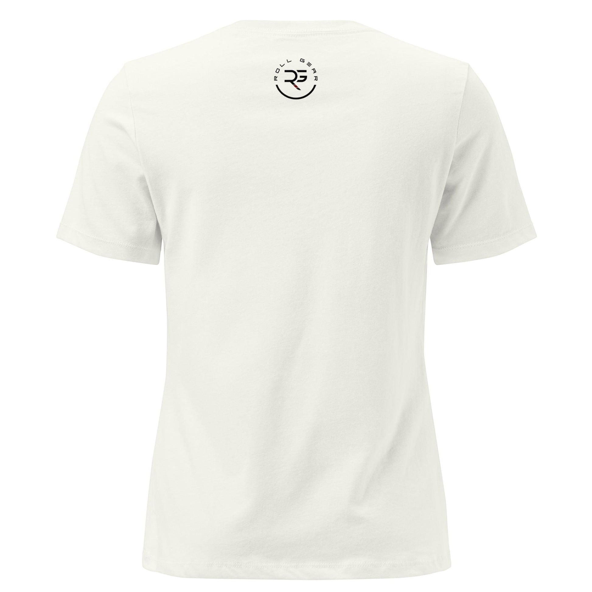 Roll Gear Jiu Jitsu Mom Tee, women's relaxed fit, 100% cotton, crew neck, off-white color.