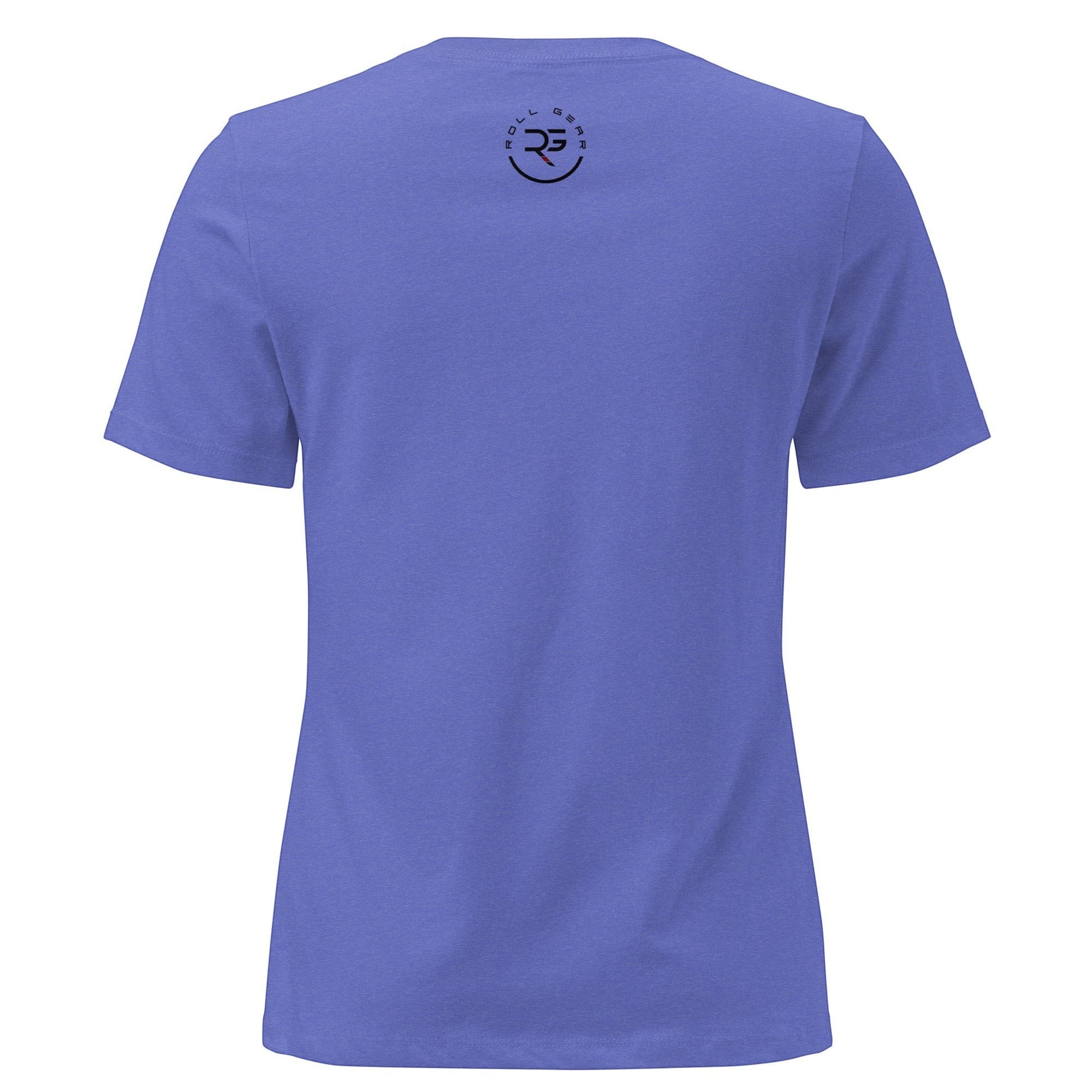 Roll Gear Jiu Jitsu Mom Tee, relaxed fit, crew neck, 100% cotton, periwinkle blue with black logo on back.
