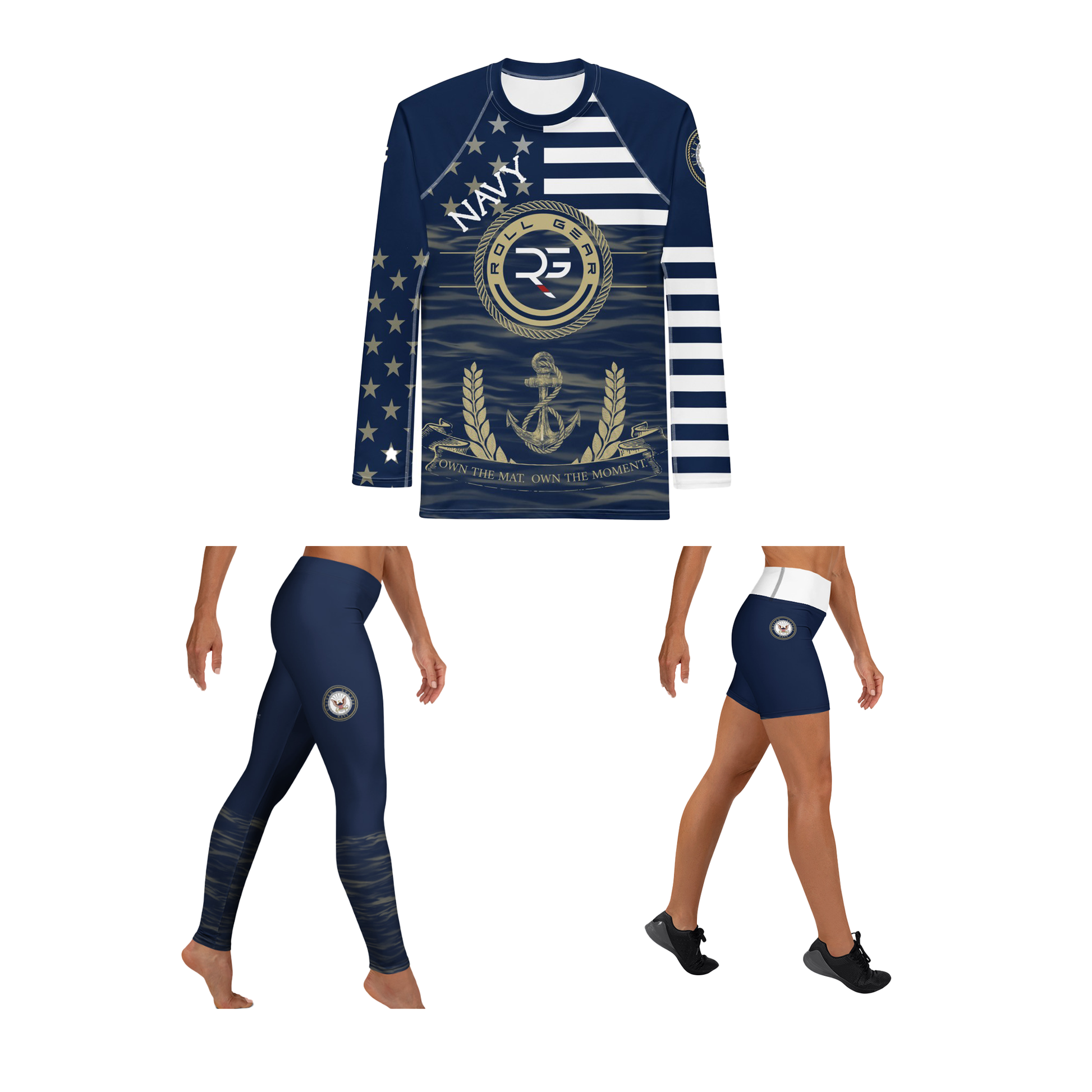 Navy Elite: Women’s Rash Guard + Shorts Kit +Spat