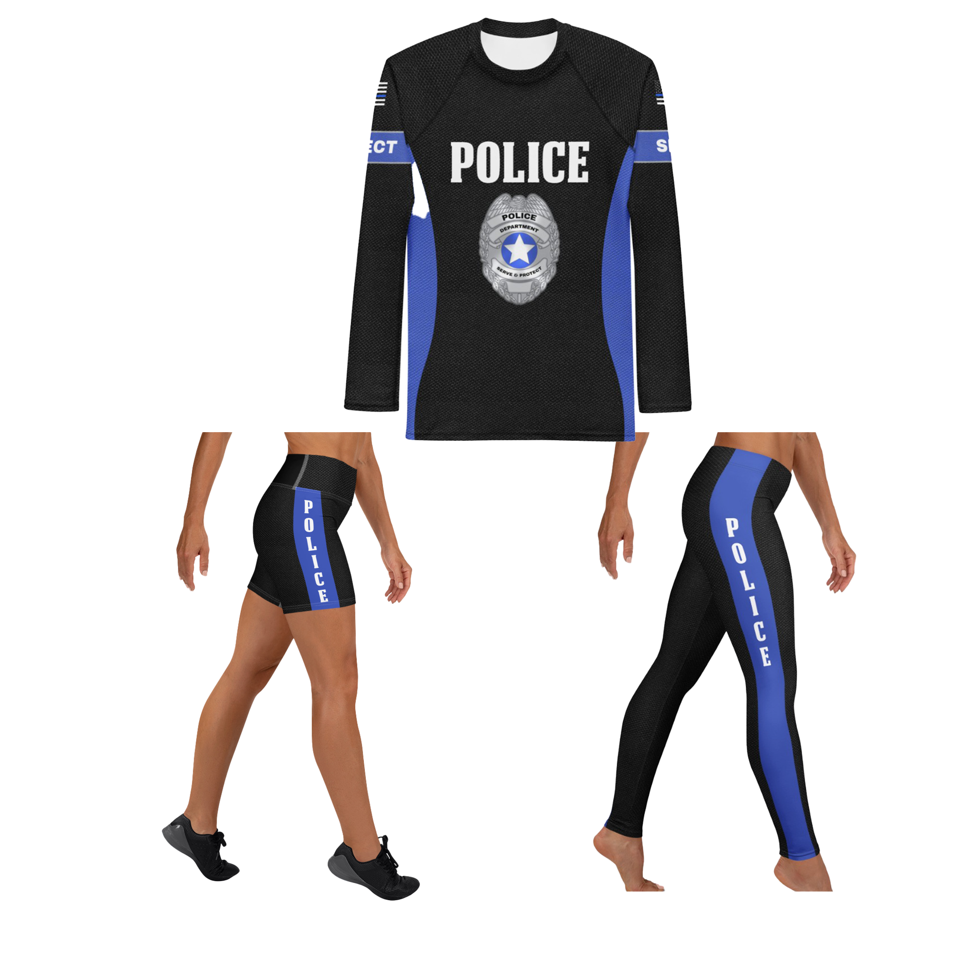 Police Elite: Women’s Rash Guard + Shorts Kit + Spat