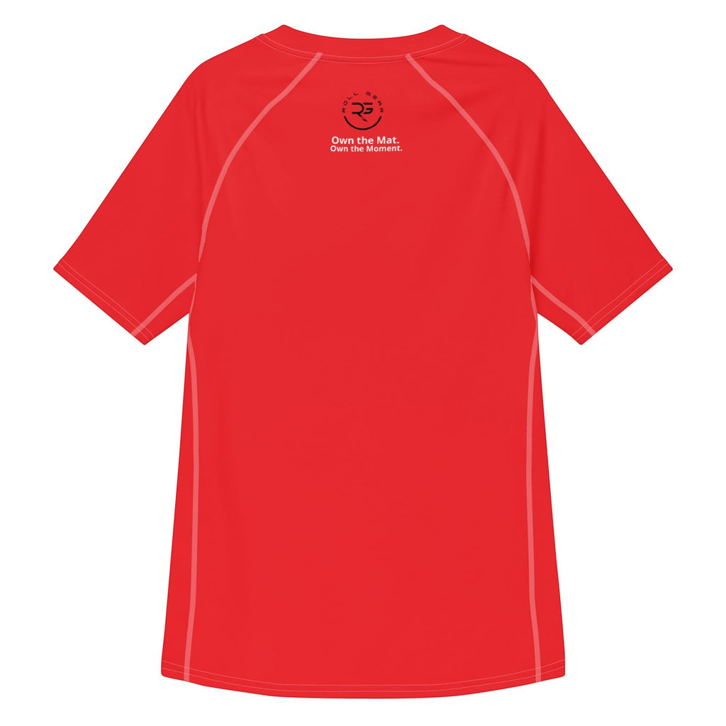 Roll Gear All Red Edition performance rash guard with moisture-wicking fabric and UPF 50+ sun protection.
