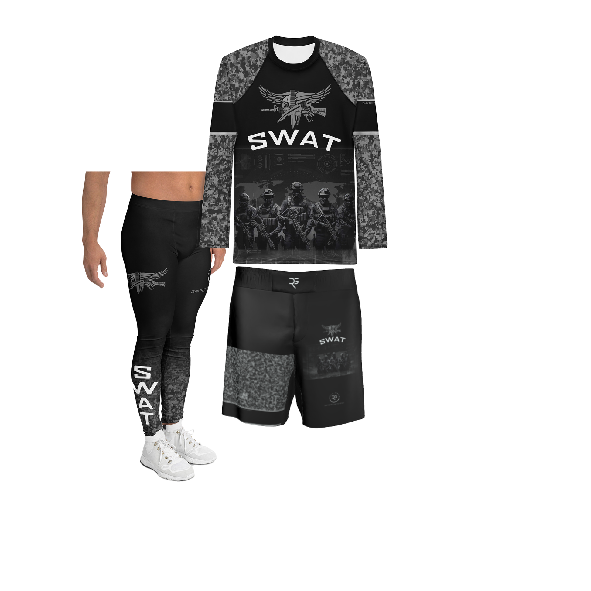 SWAT Elite: Men’s Rash Guard + Shorts Kit + Spat