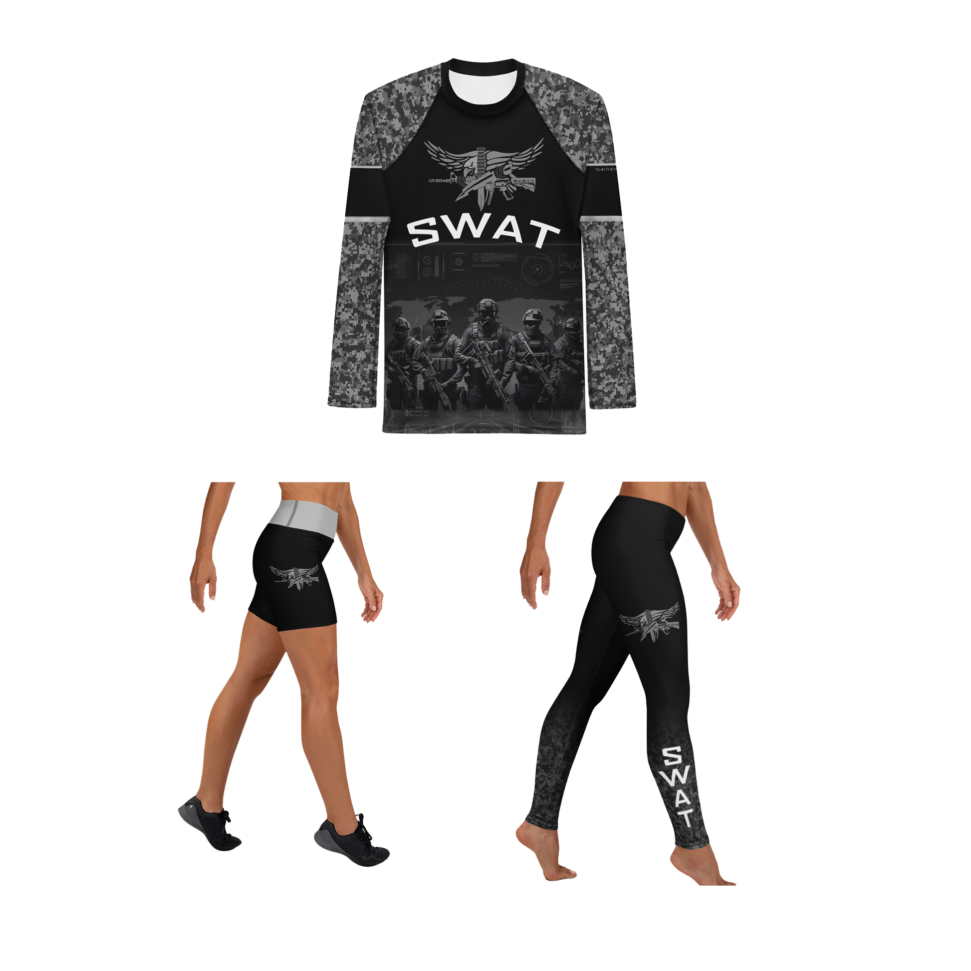 SWAT Elite: Women’s Rash Guard + Shorts Kit +Spat