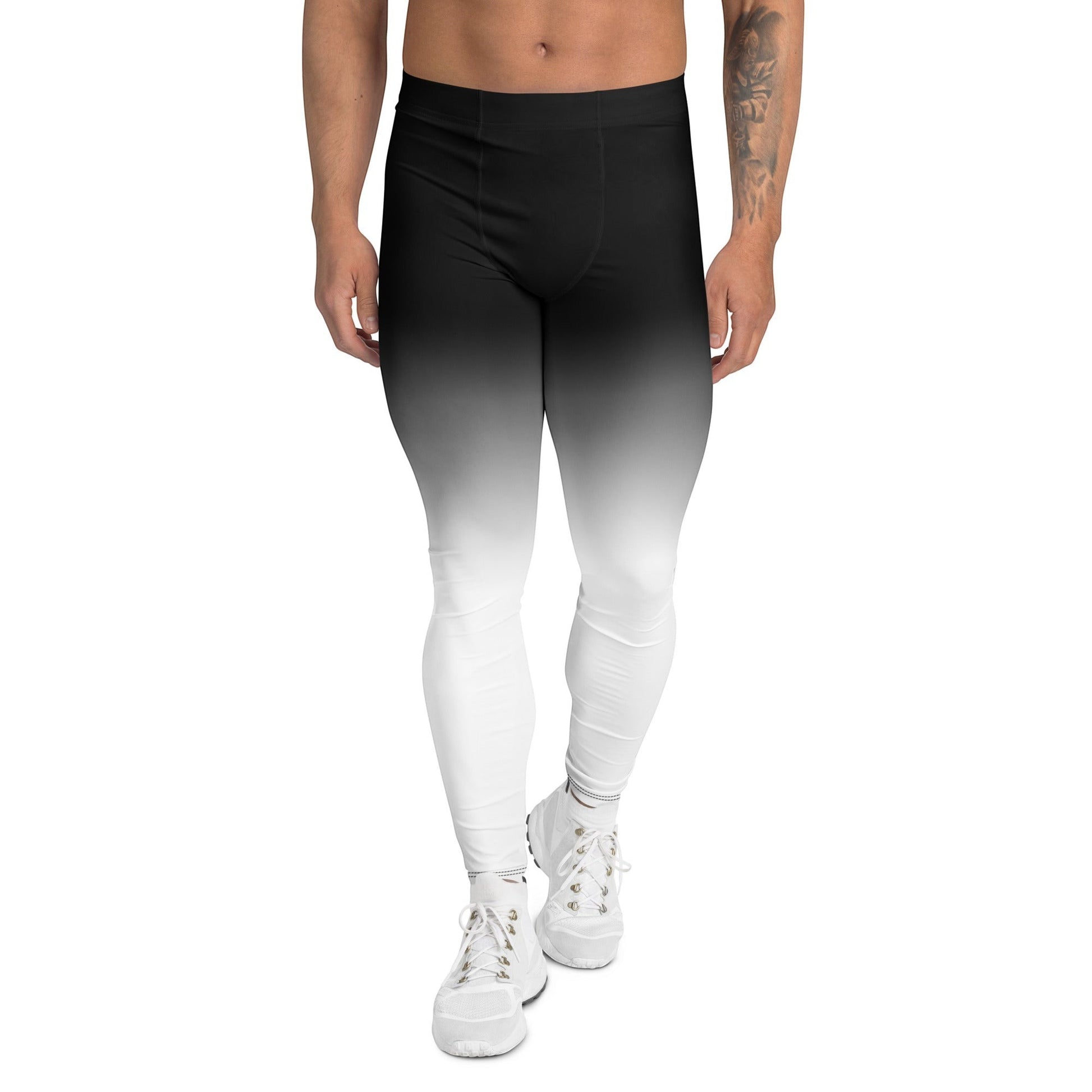 Roll Gear men's white and black gradient fade training spats. Moisture-wicking, 4-way stretch fabric.