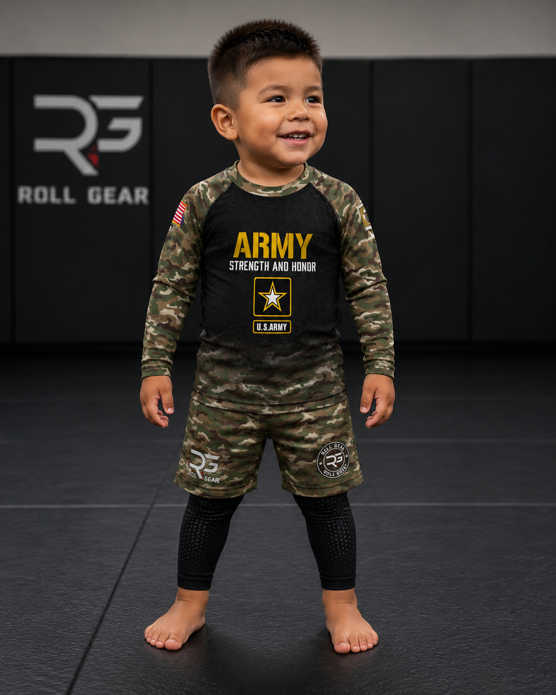Kids Army Classic Long Sleeve Rash Guard
