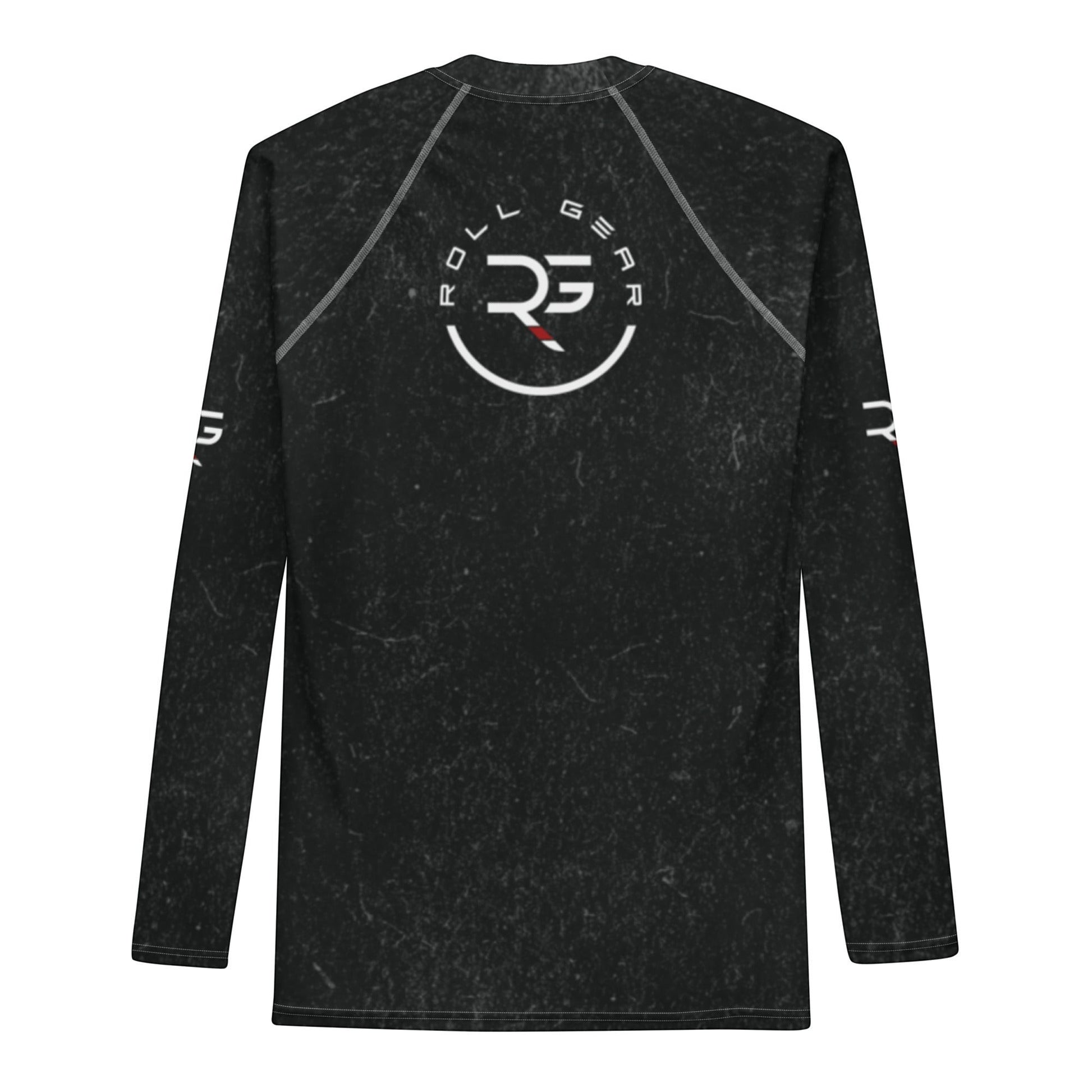 Roll Gear black long sleeve performance shirt with RG logo and "Earned" graphic. Ideal for BJJ, MMA, and training.
