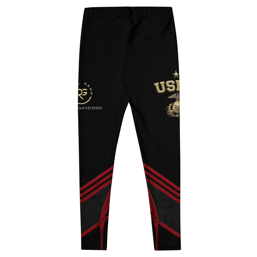 Roll Gear Women's black compression spats with red chevron accents and gold USMC graphics. Ideal for training.