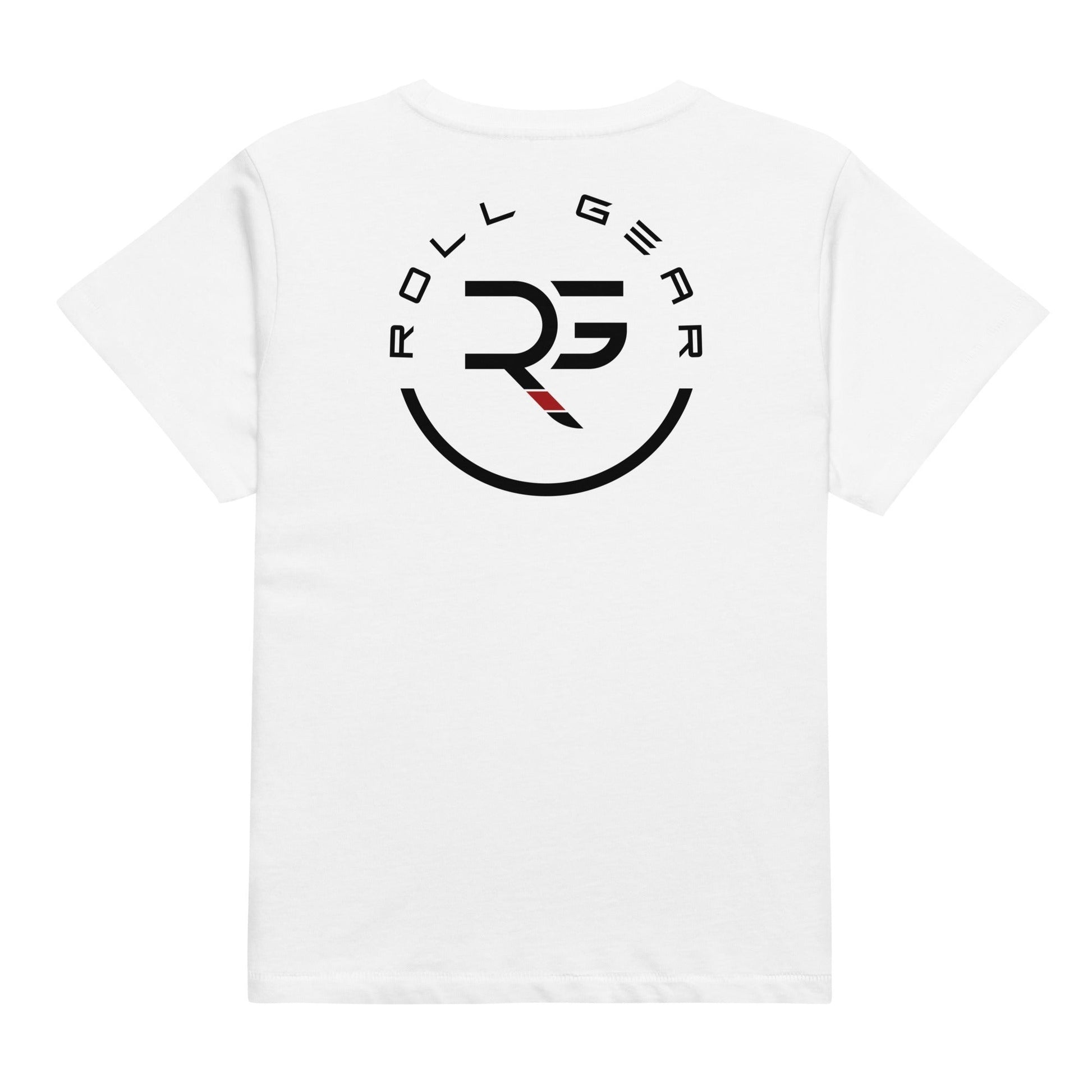 White t-shirt with 'Rollin' Gear' logo on a white background